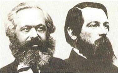 Retrato de Marx e Engels, fundados do socialismo científico.